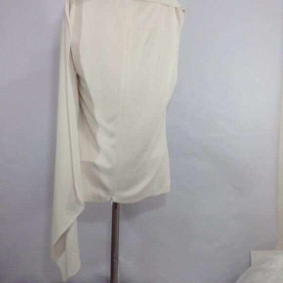 Narciso Rodriquez One Shoulder Asymmetrical Hem Satin Cape Blouse Size 8 - Picture 5 of 9